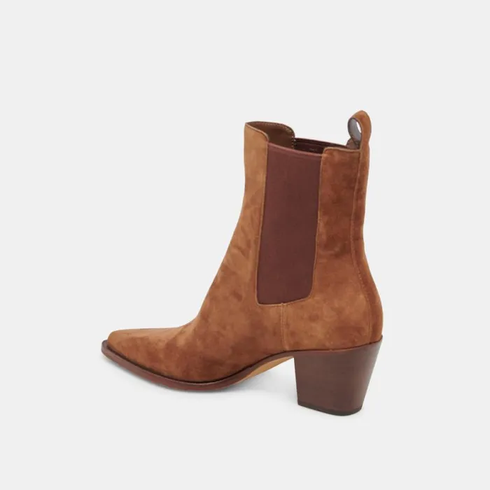 Dolce Vita Shadie H2O Wide Booties Brown Suede Women Boots and Booties