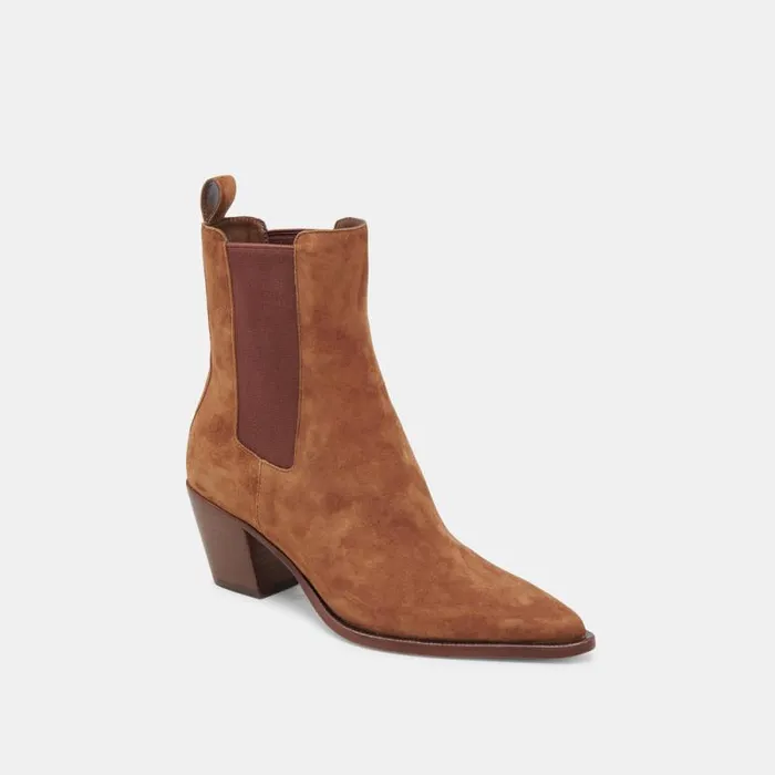 Dolce Vita Shadie H2O Wide Booties Brown Suede Women Boots and Booties