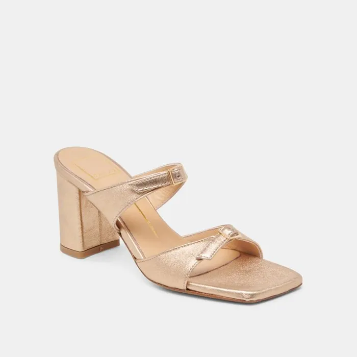 Dolce Vita Shane Heels Gold Metallic Leather Women Heels