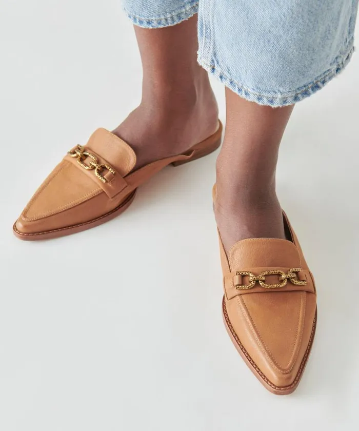 Dolce Vita Sidon Flats Brown Leather Women Flats and Loafers
