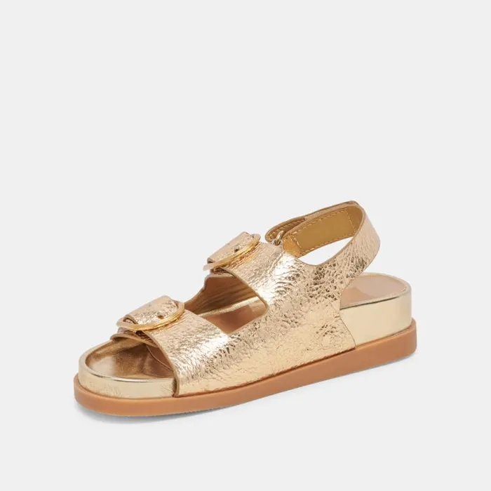 Dolce Vita Starla Sandals Gold Distressed Leather Women Sandals