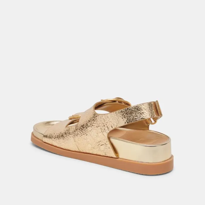 Dolce Vita Starla Sandals Gold Distressed Leather Women Sandals