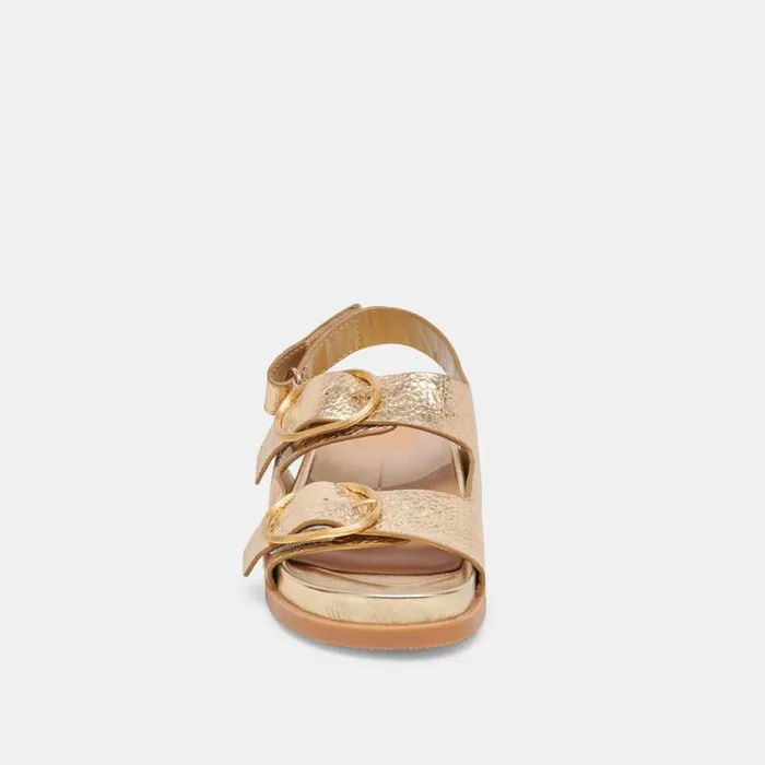 Dolce Vita Starla Sandals Gold Distressed Leather Women Sandals