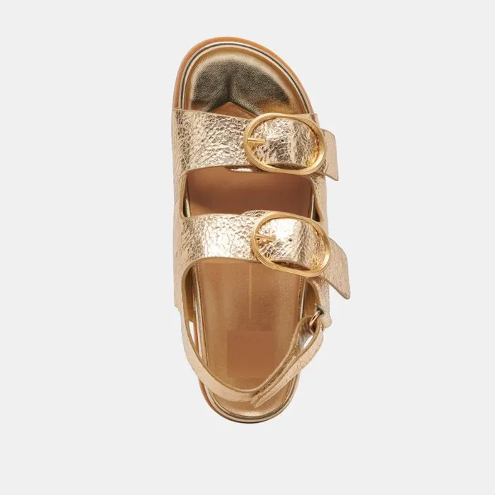 Dolce Vita Starla Sandals Gold Distressed Leather Women Sandals