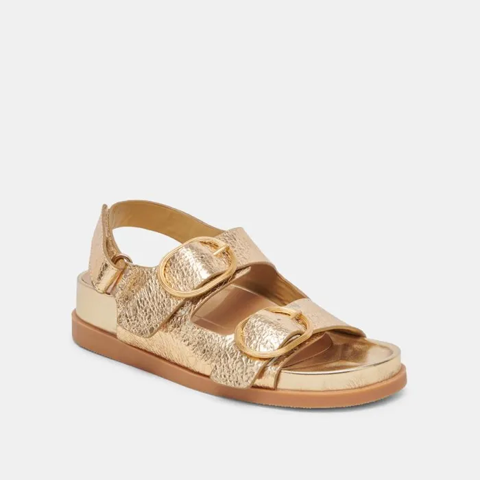 Dolce Vita Starla Sandals Gold Distressed Leather Women Sandals