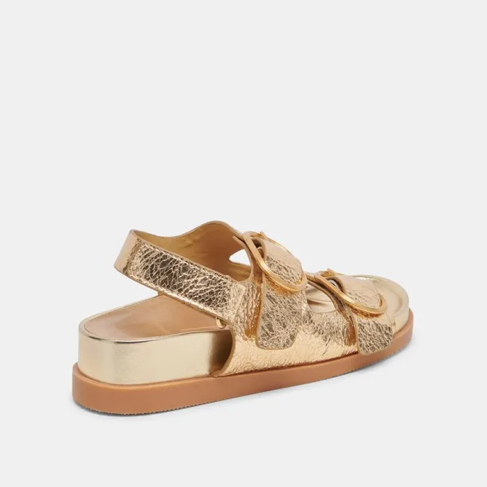 Dolce Vita Starla Sandals Gold Distressed Leather Women Sandals
