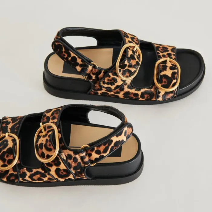 Dolce Vita Starla Sandals Leopard Black Calf Hair Women Sandals