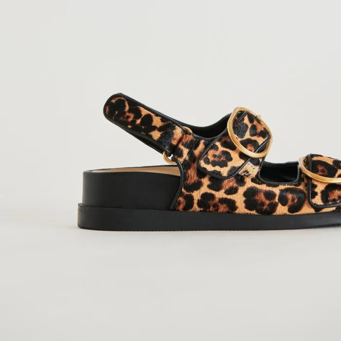 Dolce Vita Starla Sandals Leopard Black Calf Hair Women Sandals