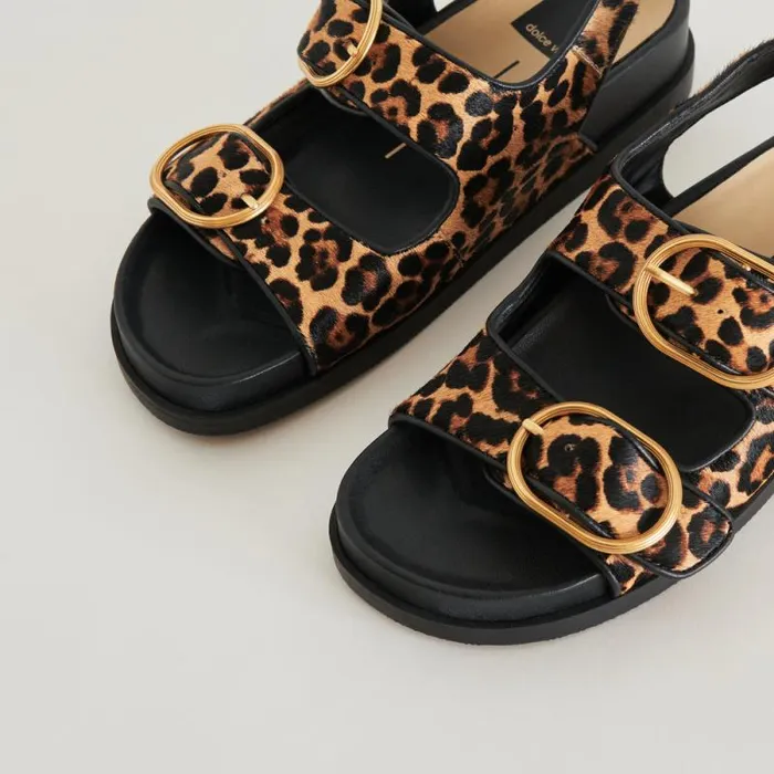 Dolce Vita Starla Sandals Leopard Black Calf Hair Women Sandals