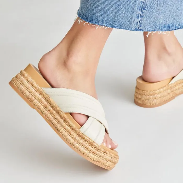 Dolce Vita Weslee Sandals Ivory Leather Women Sandals