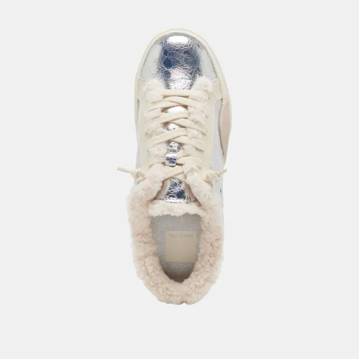 Dolce Vita Zantel Sneakers Silver Multi Distressed Leather Women Mules and Clogs