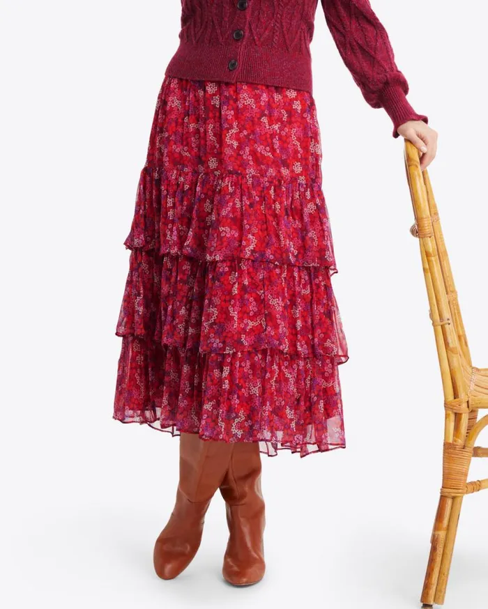 Draper James Bottoms and Skirts Women Tiered Midi Skirt In Garden Mum