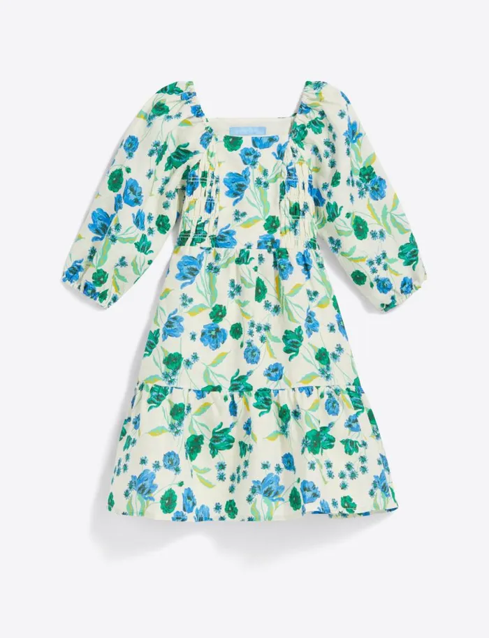 Draper James Dresses Women Girls Smocked Long Sleeve Dress In Linen