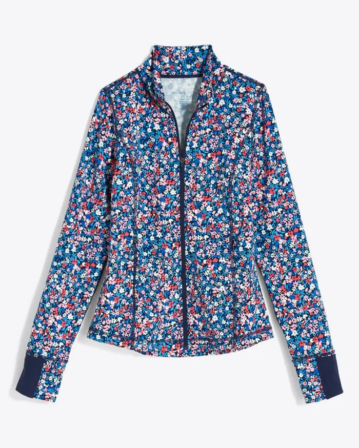 Draper James Jackets and Outerwear Women Warm Up Jacket In Allover Ditsy Floral