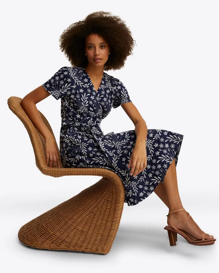 Draper James Midi and Maxi Women Rhonda Flutter Sleeve Wrap Dress In Embroidered Floral