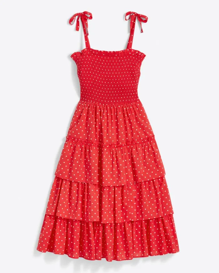 Draper James Midi and Maxi Women Taylor Tiered Dress In Red Polka Dot