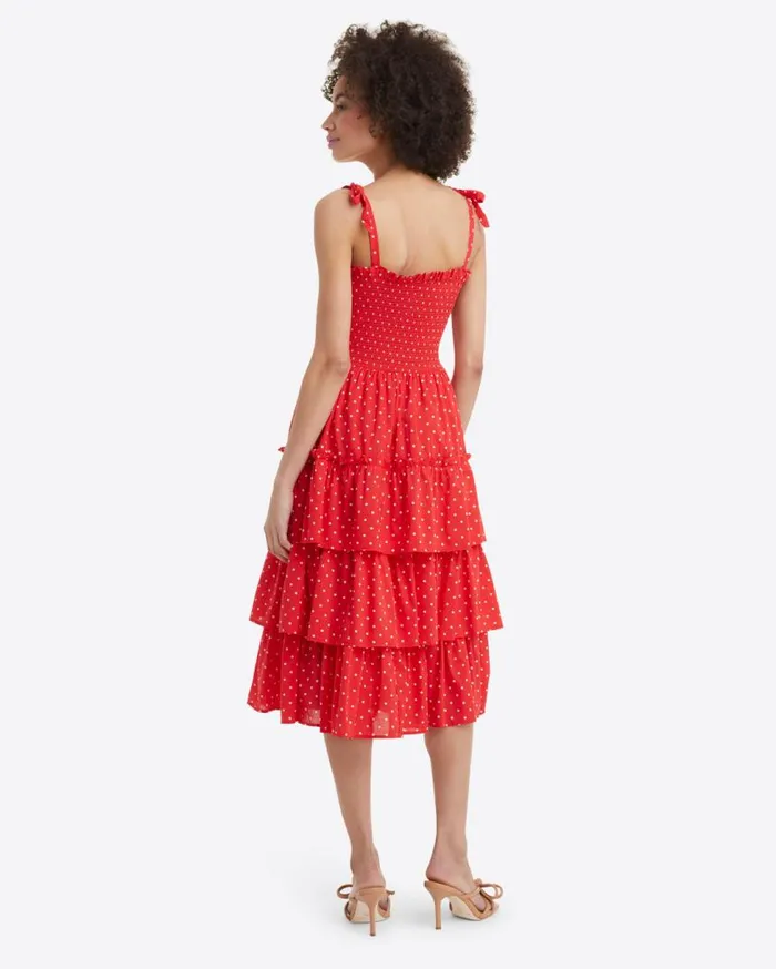 Draper James Midi and Maxi Women Taylor Tiered Dress In Red Polka Dot