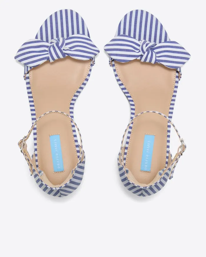 Draper James Shoes Women Preston Sandal In Blue and White Stripe
