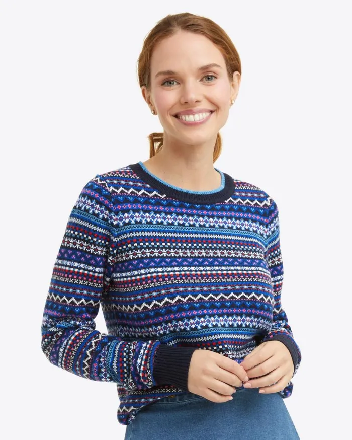 Draper James Sweaters Women Fairisle Crewneck Sweater In Blue Multi