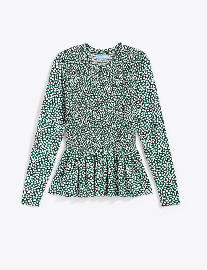 Draper James Tops Women Abby Top In Green Square Dot