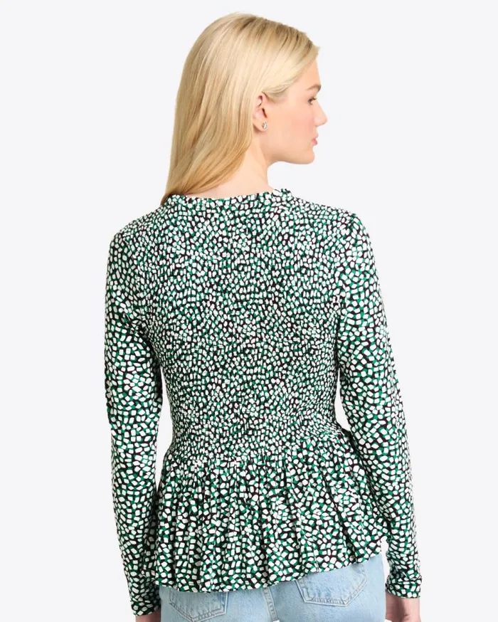 Draper James Tops Women Abby Top In Green Square Dot