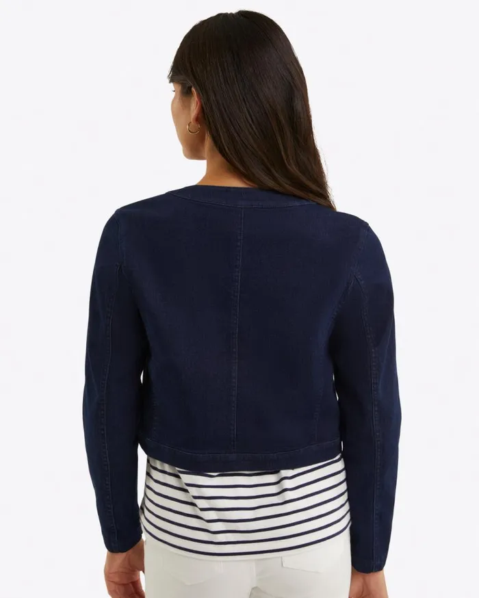 Draper James Tops Women Collarless Jacket In Stretch Denim