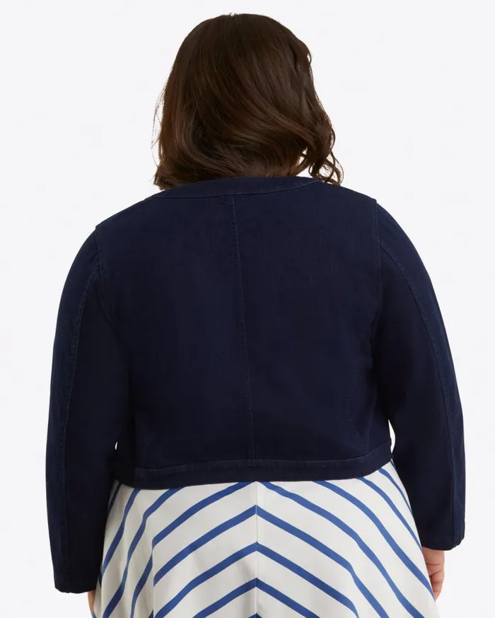 Draper James Tops Women Collarless Jacket In Stretch Denim