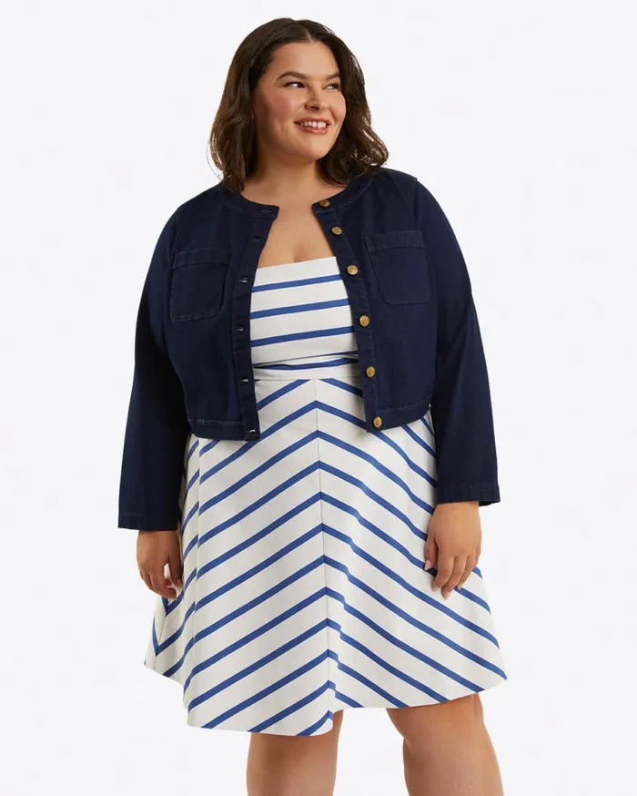 Draper James Tops Women Collarless Jacket In Stretch Denim