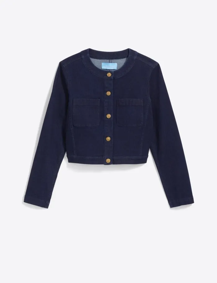 Draper James Tops Women Collarless Jacket In Stretch Denim