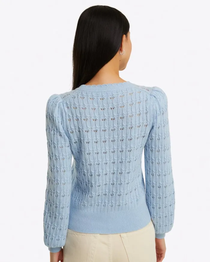 Draper James Tops Women Puff Sleeve Sweater In Pointelle