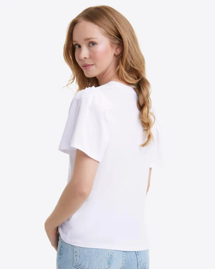 Draper James Tops Women Short Sleeve Easy Knit Top In White