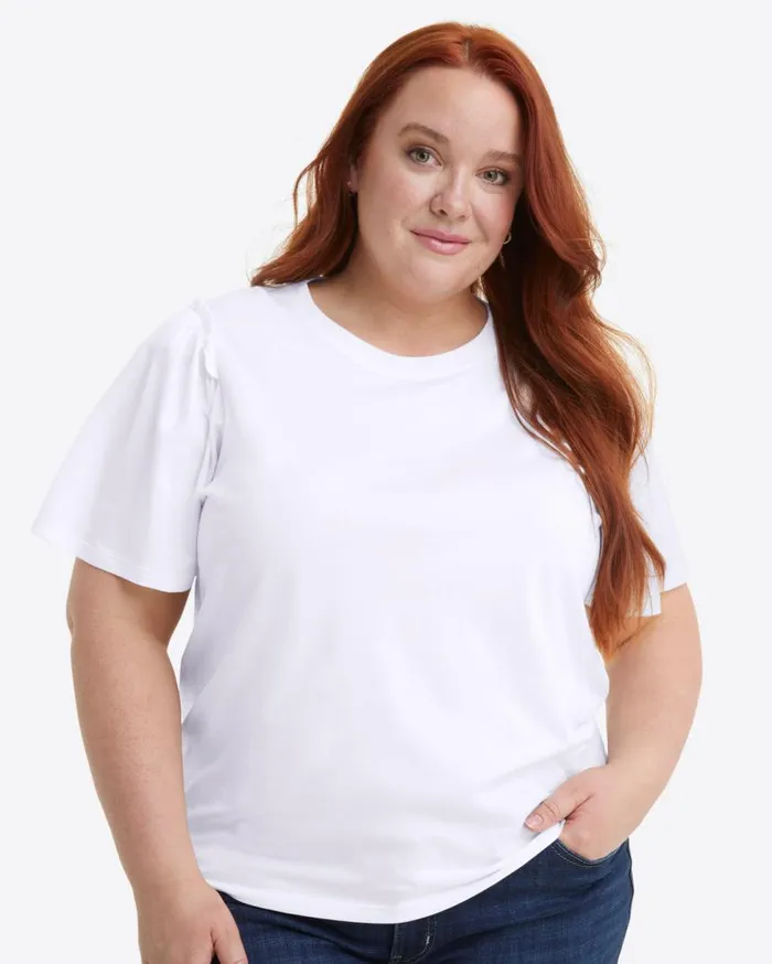 Draper James Tops Women Short Sleeve Easy Knit Top In White
