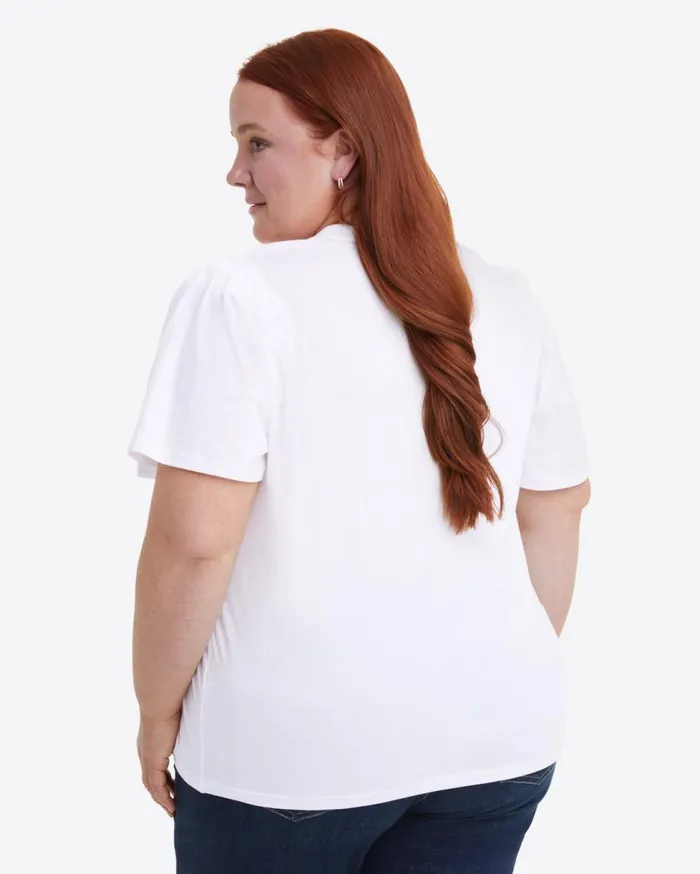 Draper James Tops Women Short Sleeve Easy Knit Top In White