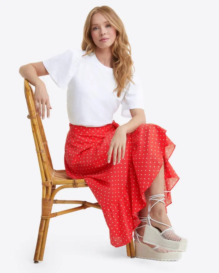 Draper James Tops Women Short Sleeve Easy Knit Top In White