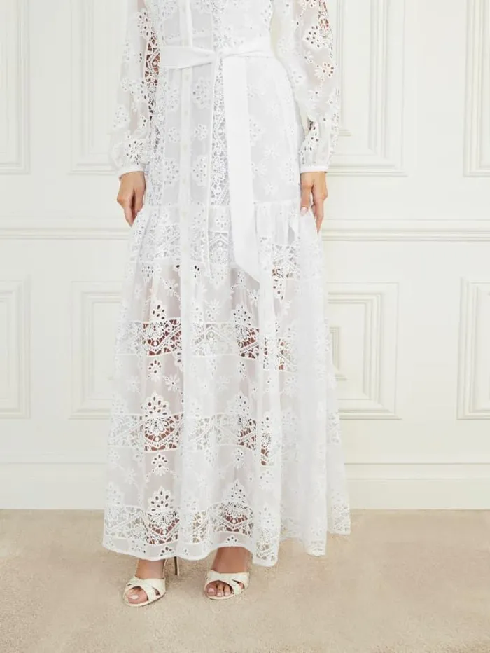 Dresses Women Marciano Cassandra Eyelet Dress Blanc Pur Dresses Women Marciano Cassandra Eyelet Dress Blanc Pur
