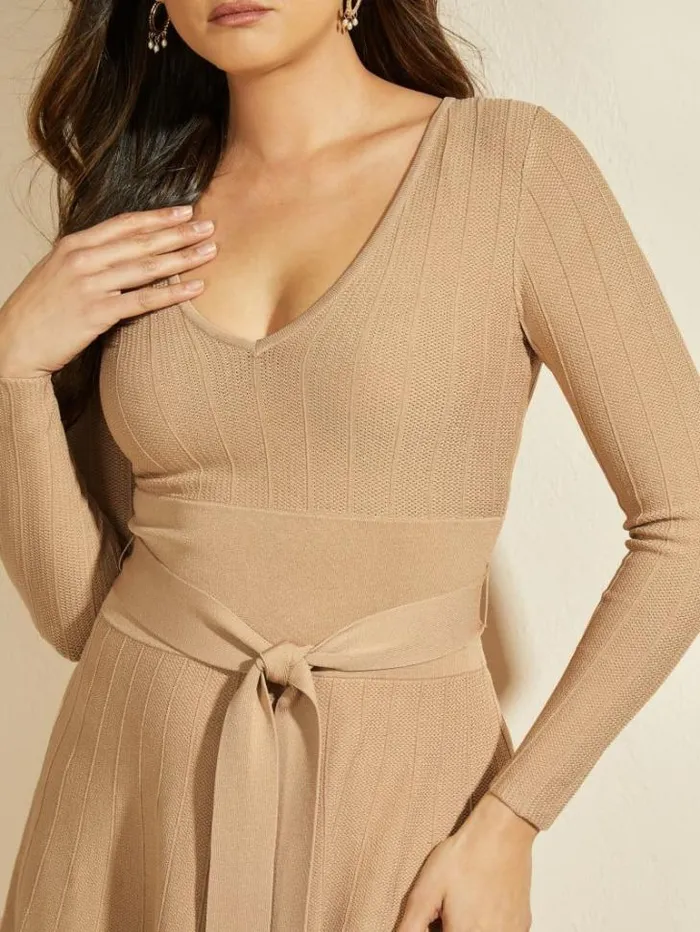 Dresses Women Marciano Dinah Sweater Dress Nude Sand Dresses Women Marciano Dinah Sweater Dress Nude Sand