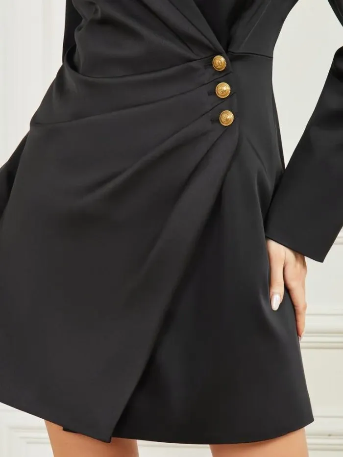 Dresses Women Marciano Ellie Satin Blazer Dress Black Dresses Women Marciano Ellie Satin Blazer Dress Black