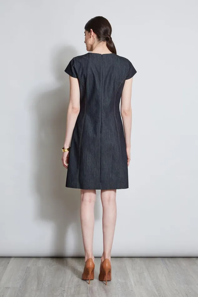 Elie Tahari Dresses and Jumpsuits Denim Fit and Flare Zip Dress Indigo 8211 Women