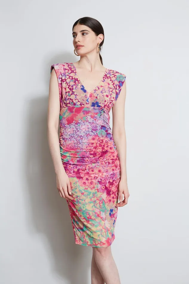 Elie Tahari Dresses and Jumpsuits Floral Mesh Ruched Dress Multi 8211 Women