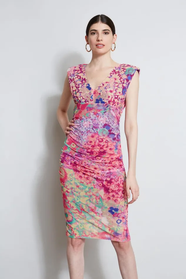 Elie Tahari Dresses and Jumpsuits Floral Mesh Ruched Dress Multi 8211 Women