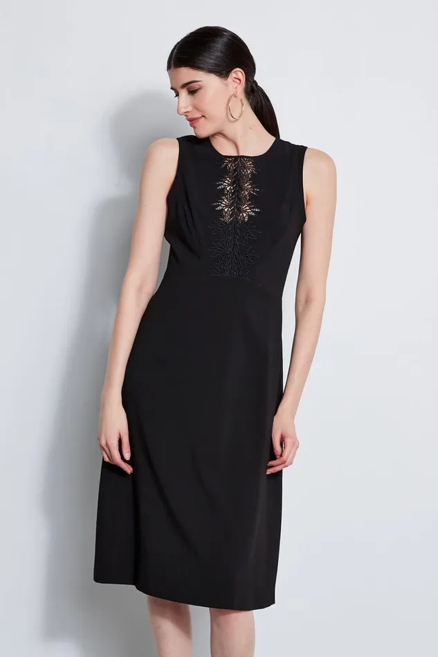 Elie Tahari Dresses and Jumpsuits Lace Applique Midi Dress Black 8211 Women