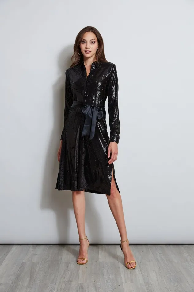 Elie Tahari Dresses and Jumpsuits Sequin Shirt Dress Black 8211 Women
