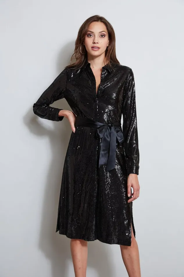 Elie Tahari Dresses and Jumpsuits Sequin Shirt Dress Black 8211 Women