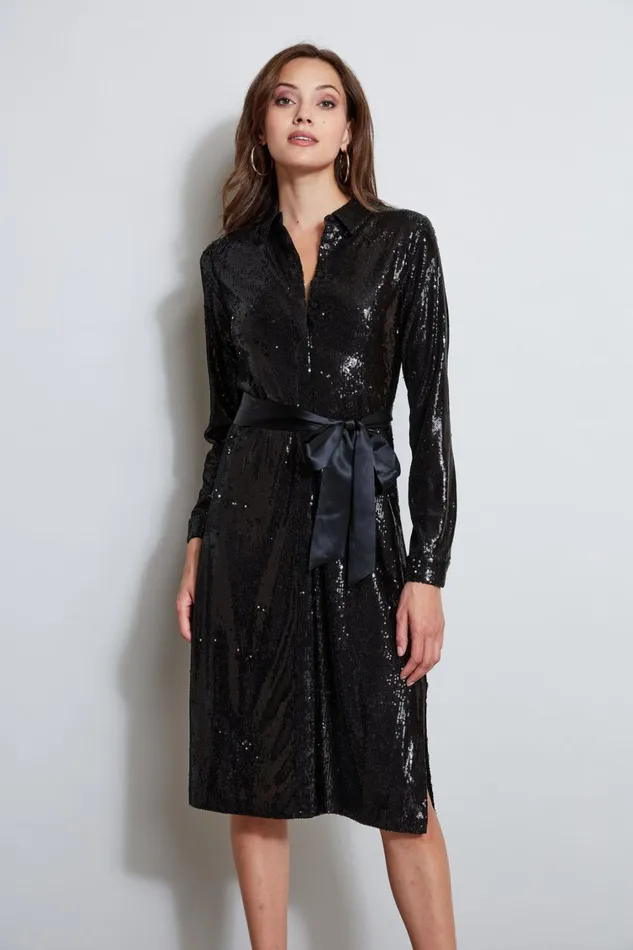 Elie Tahari Dresses and Jumpsuits Sequin Shirt Dress Black 8211 Women