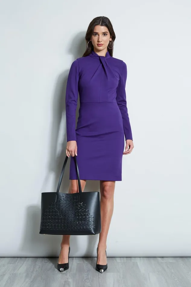 Elie Tahari Dresses and Jumpsuits Twist Knit Long Sleeve Dress Winter Plum 8211 Women Elie Tahari Dresses and Jumpsuits Twist Knit Long Sleeve Dress Winter Plum 8211 Women