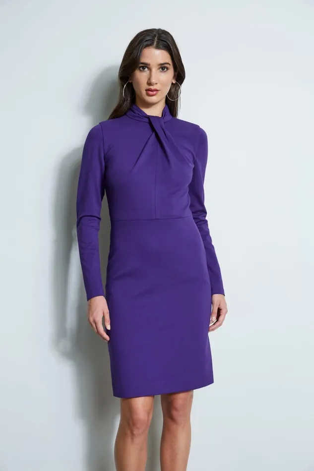 Elie Tahari Dresses and Jumpsuits Twist Knit Long Sleeve Dress Winter Plum 8211 Women