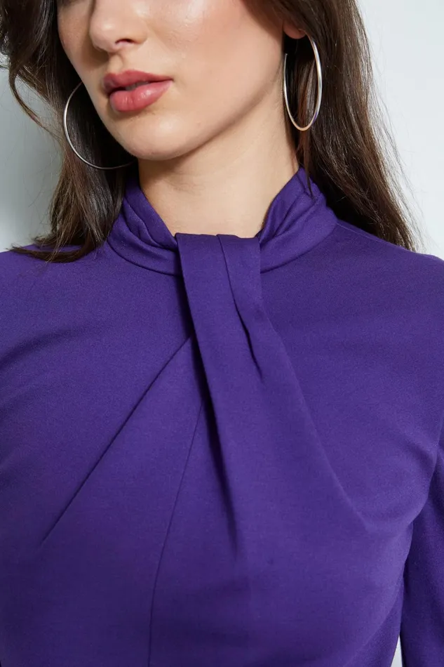 Elie Tahari Dresses and Jumpsuits Twist Knit Long Sleeve Dress Winter Plum 8211 Women