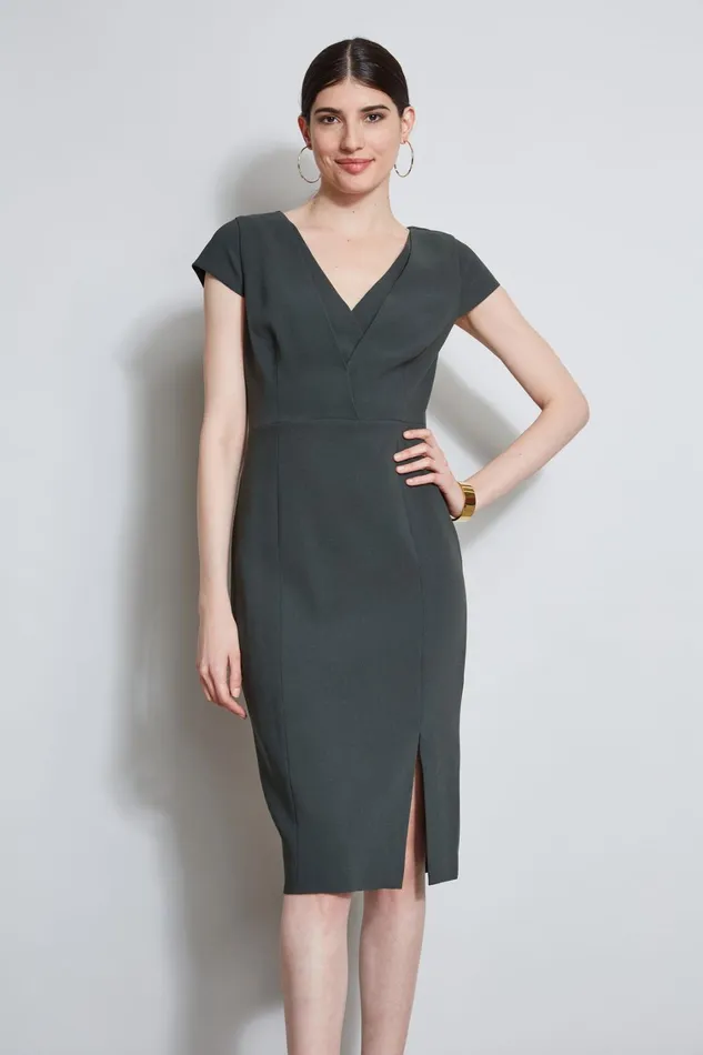 Elie Tahari Dresses and Jumpsuits VNeck Crepe Dress Camouflage 8211 Women