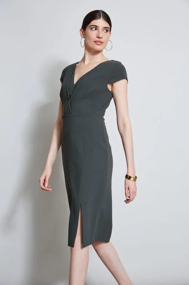 Elie Tahari Dresses and Jumpsuits VNeck Crepe Dress Camouflage 8211 Women