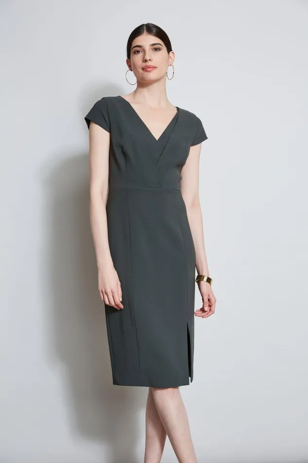 Elie Tahari Dresses and Jumpsuits VNeck Crepe Dress Camouflage 8211 Women